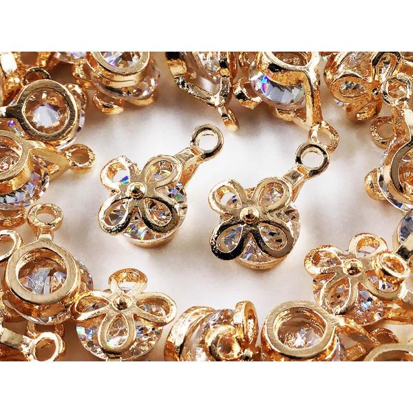 チャーム 50個 花 フラワー ゴールド アクセサリーパーツ ネックレス ピアス イヤリング 素材 AP1149