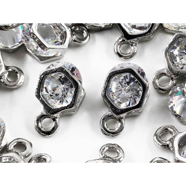 チャーム 50個 ヘキサゴン 六角形 シルバー 金属パーツ イヤリング