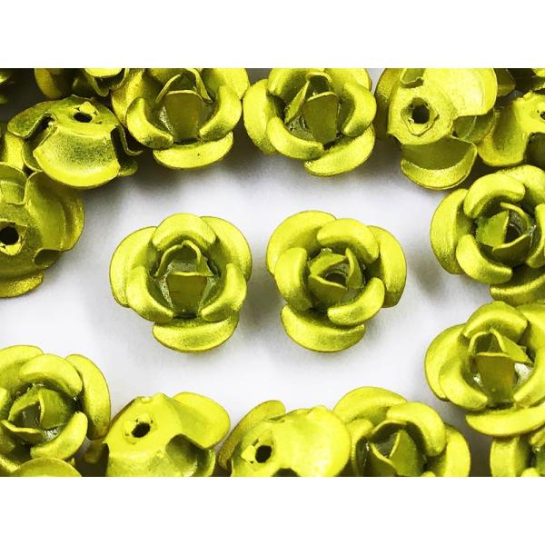 アルミ薔薇 小さめ イエロー 7mm 100個 黄色 アルミバラ レジンパーツ