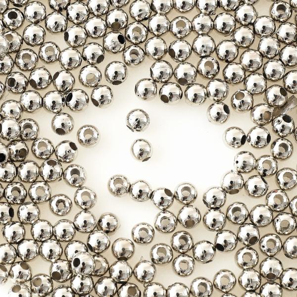 ビーズ シルバー 4mm プラ製 500個 両穴 軽くて使える ビーズパーツ