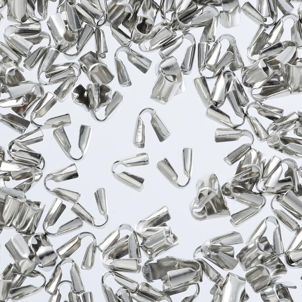 紐留め エンドパーツ シルバー 200個 3mm 幅 ひも止め ネックレス