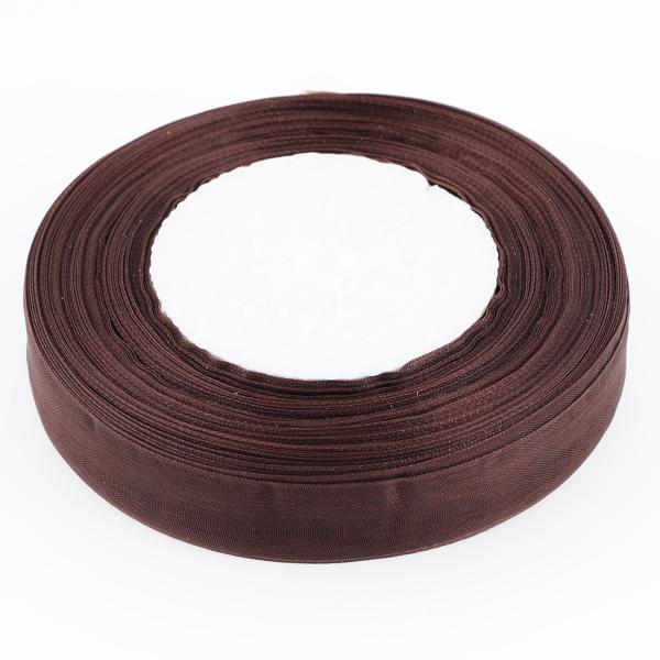 オーガンジー リボン 茶色 20mm 幅 無地 ブラウン 1巻 長さ約45m