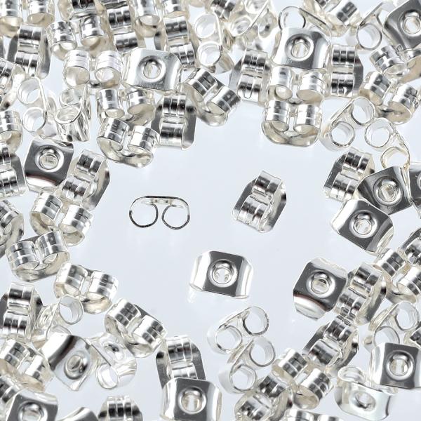 silver製 アクセサリー・銀製トロフィー・K18キャッチ 計328g ピアスキャッチ シルバー 100個 白銀 5x3.5 小さめ おしゃれ