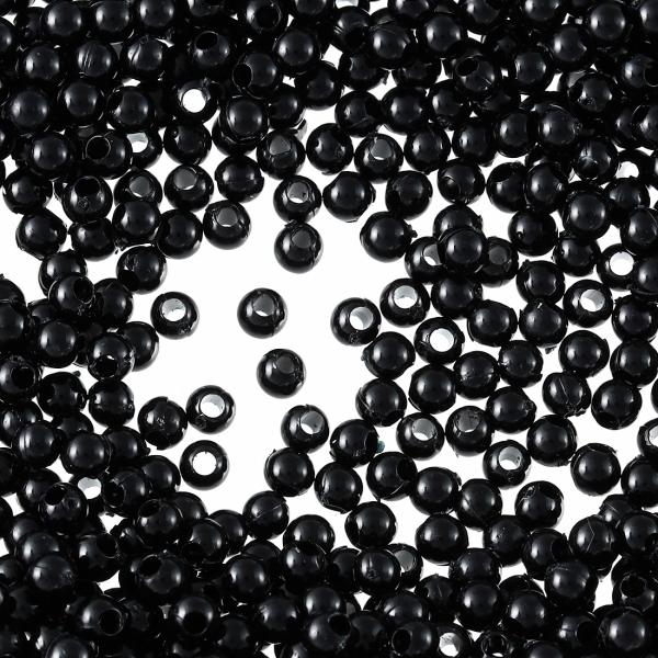 ビーズ 3mm 丸 ブラック 黒 プラ製 1000個 両穴有 軽い ラウンド スペーサー アクセサリー パーツ ハンドメイド AP2365
