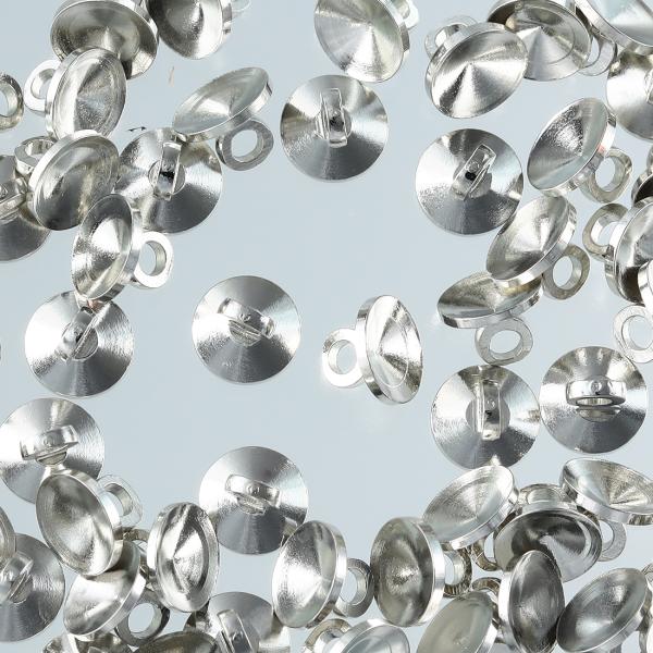 ガラスドーム キャップ シルバー 6mm 50個 カン付き アクセサリー