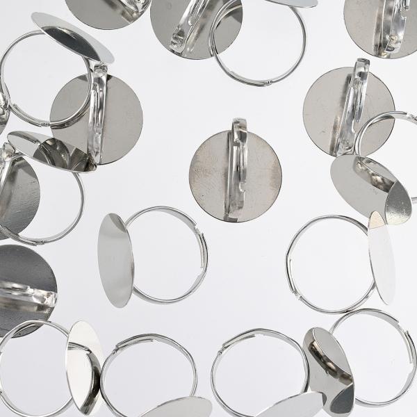 リングパーツ 指輪 シルバー 丸皿 18mm 台座付き 20個 アクセサリー