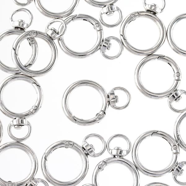 カラビナ シルバー 20個 回転カン付き キーホルダー ナスカン パーツ アクセサリー 金具 ハンドメイド 手芸 AP2643