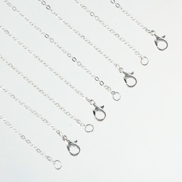 ネックレス チェーン パーツ シルバー 白銀 40cm 細め 12本 カニカン 丸カン セット アクセサリー 金具 ハンドメイド 手芸 AP2653