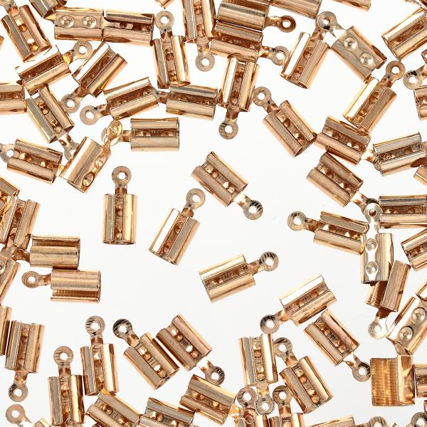 紐留め カシメ 金具 ゴールド 5mm 筒形 KC金 100個 ヒモ留め 紐止め エンドパーツ アクセサリー ハンドメイド AP2853