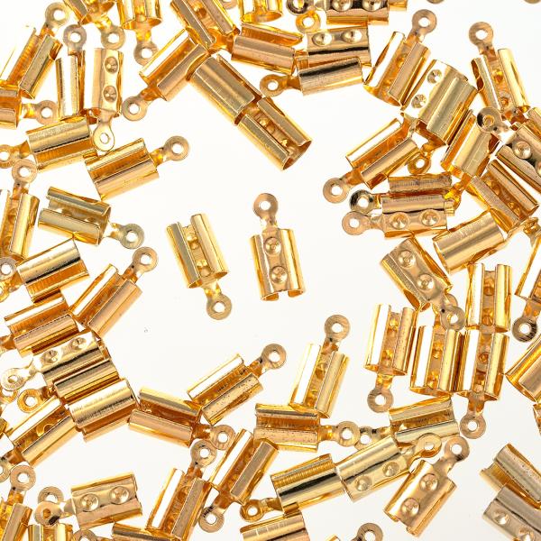 紐留め カシメ 金具 ゴールド 5mm 筒形 100個 ヒモ留め 紐止め エンドパーツ アクセサリー ハンドメイド AP2854