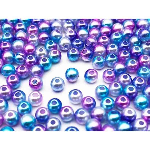 パールビーズ 4mm 穴あり プラ製 丸 2000個 ツートン 紫 青系 手芸 アクセサリー パーツ BD3000
