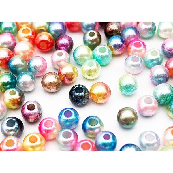 パールビーズ 4mm 穴あり プラ製 丸 2000個 ミックス ツートン系 手芸 アクセサリー パーツ BD3002