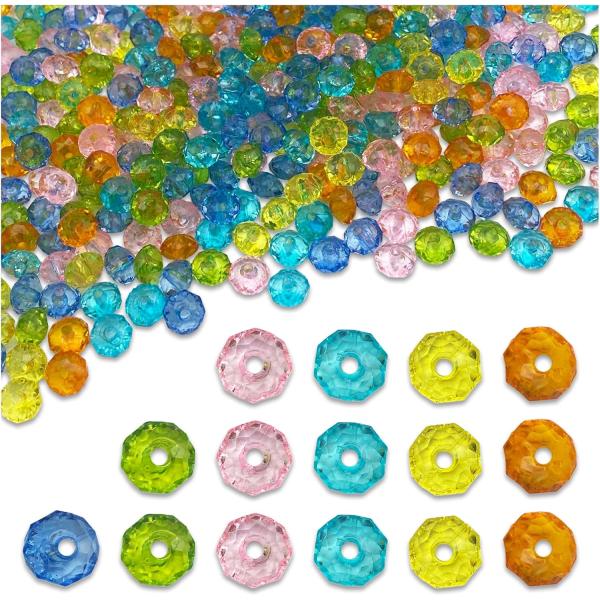 ビーズ 8mm 楕円 MIX 400個 透明 丸 ファセットカット 多面的