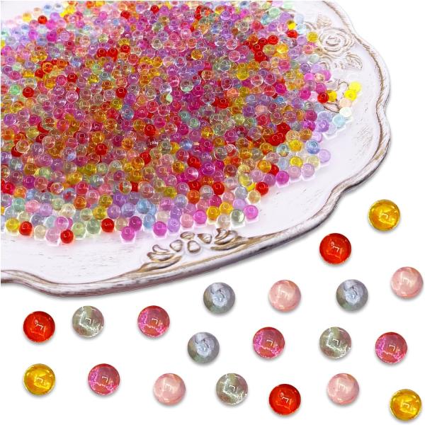 ビーズ 4mm 混合色 MIX 穴無 2000個 水を閉じ込めたような丸玉 アクセサリー 手芸 パーツ BD3149