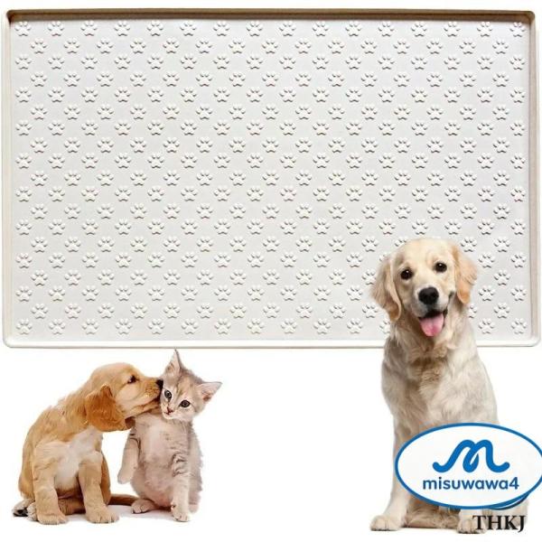 マット ペット用 犬 猫 エサ トレー シリコン ペット トイレトレー トイレ 可愛い肉球柄 エサ皿 ボウル置き用 ペット用食事マット