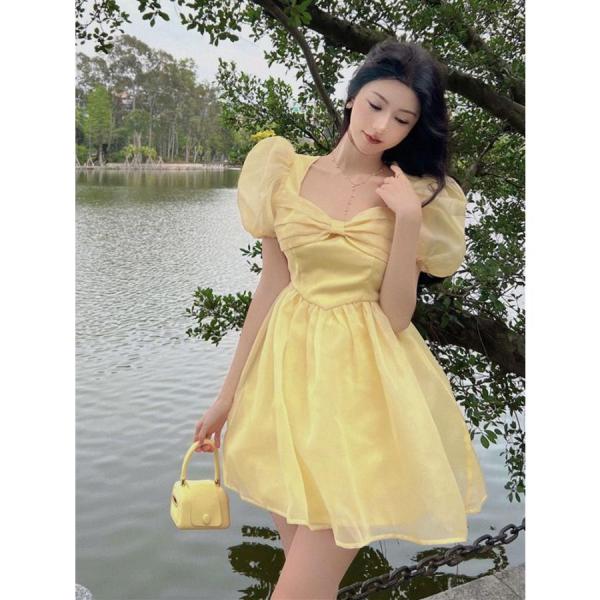 ワンピース 半袖 可愛い ダンス服装 レディース リボンドレス ゆるふわ リボン