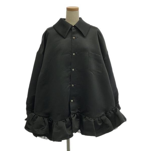 COMME des GARCONS GIRL - COMME des GARCONS GIRL / コムデギャルソンガール | 2022AW | サテン 裾 フリル チュール シャツ ブラウス | M | ブラック | レディース kldclothing_0uzzxn5tynjq