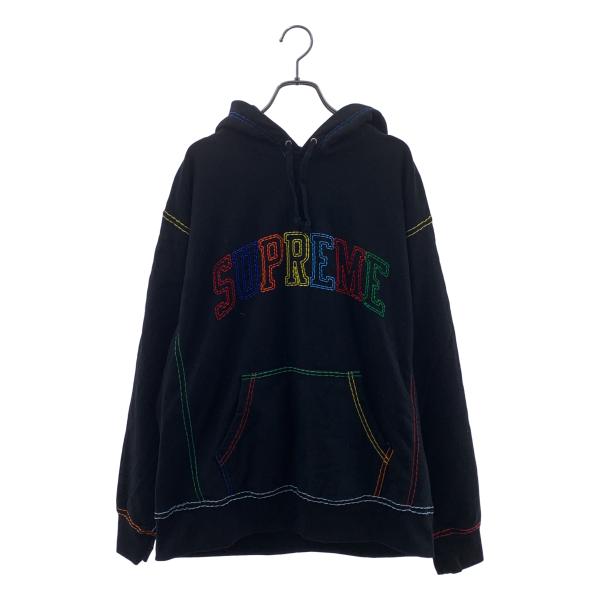SUPREME / シュプリーム | Big Stitch Hooded コットン フーデッド パーカ | LARGE | ブラック | メンズ Supreme（シュプリーム） Big Stitch Hooded コットン フーデッド