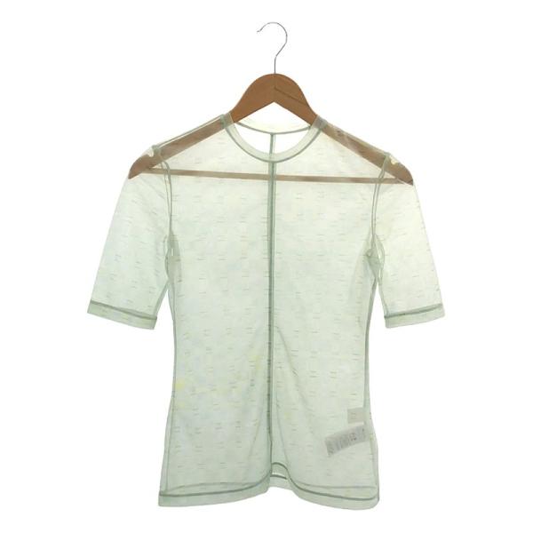 【新品】  Mame Kurogouchi / マメクロゴウチ | 2023SS | MARBLE PRINTED PLAID SHEER CREW NECK TOP トップス | 3 | MINT GREEN | レディース 新品】 Mame Kurogouchi / マメクロゴウチ | 2023SS Marble Printed
