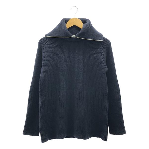 ARCHI / アーキ | RIB KNIT ZIP PULLOVER / レイヤードネック リブ ハーフジップ ニット プルオーバー | S | ダークネイビー | レディース kldclothing_4v80ms49jckq