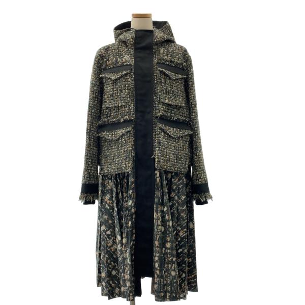 sacai（サカイ） Tweed Coat / ツイード プリーツ 転写プリント