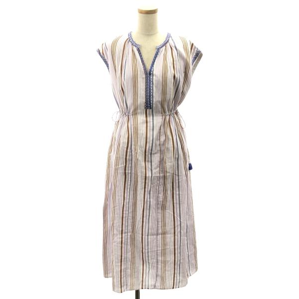 ヌキテパ　ノースリーブワンピース ne Quittez pas / ヌキテパ Cotton Voile Stripe Sleeveless