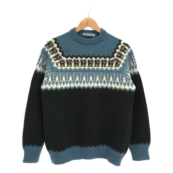 Cristaseya / クリスタセヤ | Alpaca Inca Sweater アルパカ混 ウール ノルディック柄 ニット セーター | XL |  ブルー / ブラック | メンズ