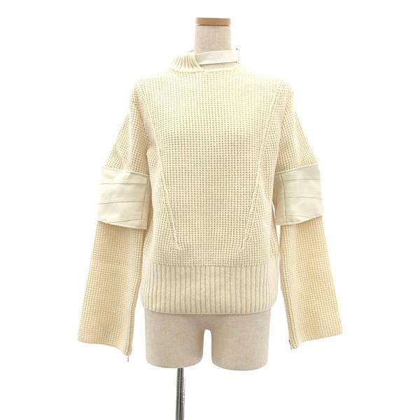 sacai / サカイ | アシンメトリーネック ワッフルニット 2 アイボリー  