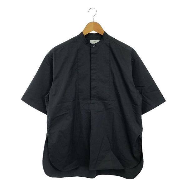 HYKE / ハイク | 2021SS | FISHERMAN SHIRT フィッシャーマン バンドカラー プルオーバー 半袖シャツ | 1 | ブラック | レディース HYKE（ハイク） | 2021SS | FISHERMAN SHIRT フィッシャーマン バンド