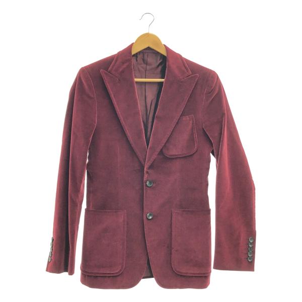 GUCCI / グッチ | ベロア ロゴボタン 2B シングルブレスト テーラード ジャケット / 総裏地 | 44 | ネイビー | メンズ GUCCI（グッチ） ベロア ロゴボタン 2B シングルブレスト テーラード