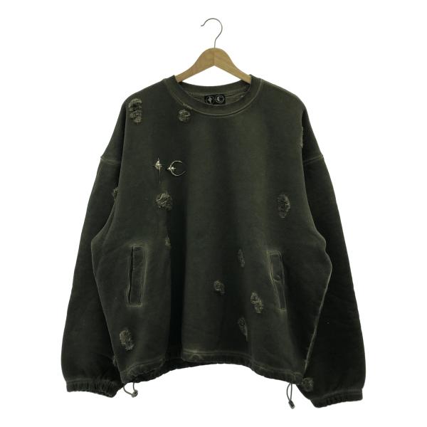 THUG CLUB ダメージ加工スウェット Thug Club / サグ クラブ ダメージ加工 ロゴ オーバーシルエット