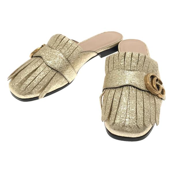 ❤️GUCCI シルバー サンダル❤️35c Gucci Interlocking G Silver Glitter Platform Slide Women Sz