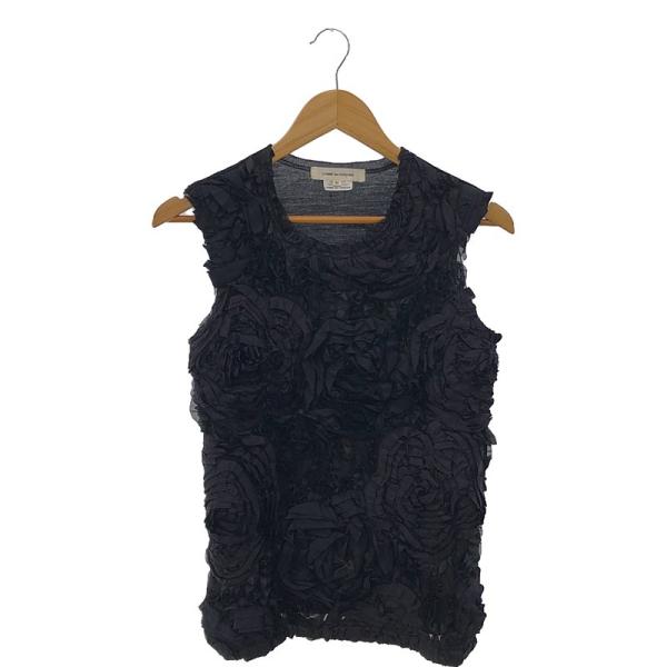 【美品】  COMME des GARCONS / コムデギャルソン | 2012SS | チュール 装飾 スリーブレス トップス | M | ブラック | レディース COMME des GARCONS（コムデギャルソン） 【美品】 | 2012SS | チュール
