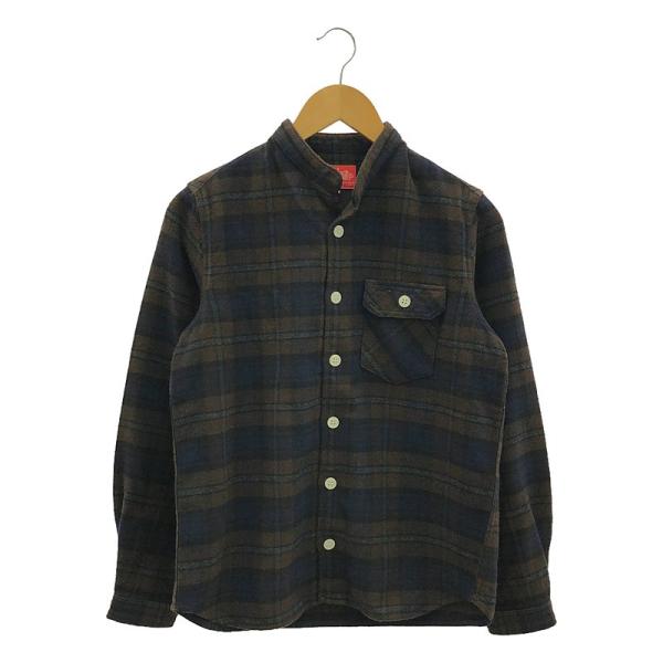 grown in the sun / グローンインザサン | スタンドカラー フランネル チェック ネルシャツ | 0 | ブラウン | レディース grown in the sun grown in the sun / グローンインザサン | スタンド