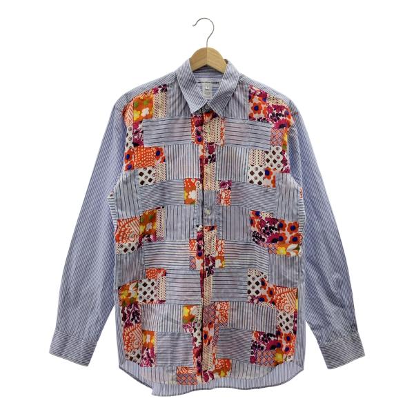 新品 定価¥97,900 24FW コムデギャルソンシャツ パッチワークシャツ Comme Des Garçons Shirt パッチワーク シャツ | ブルー