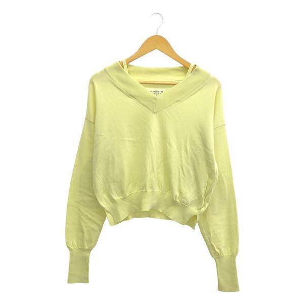 Maison Margiela / メゾンマルジェラ | 2020SS | エルボーパッチ Vネック コットンニット | XS | イエロー | レディース Maison Margiela（メゾンマルジェラ） | 2020SS | エルボーパッチ V