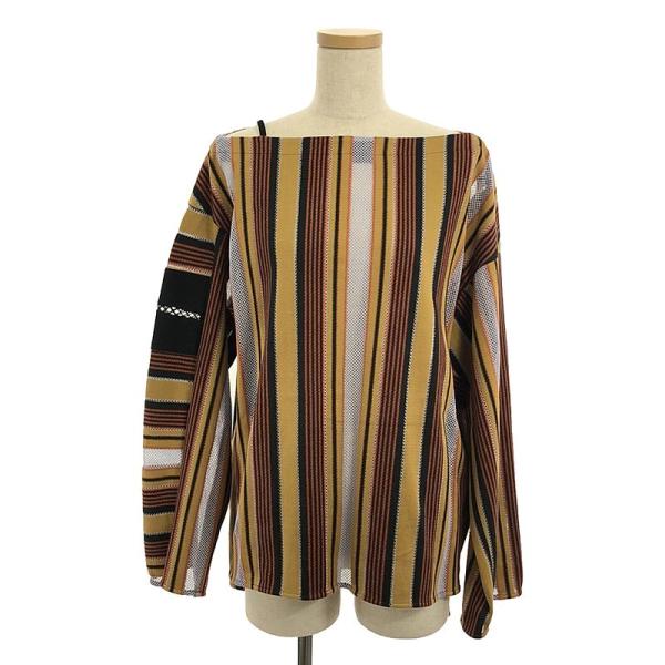 【新品】  Mame Kurogouchi / マメクロゴウチ | 2023AW | Raschel Jersey Torchon Lace Stripe Top / トーションレース トップス | 2 | brown | レディース 新品】 Mame Kurogouchi / マメクロゴウチ | 2023AW Raschel Jersey