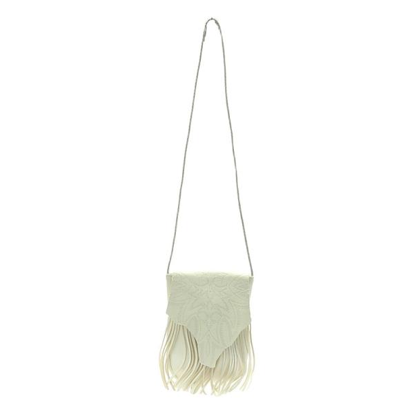 【美品】  5525gallery / 5525ギャラリー | × MIYAGI HIDETAKA  / MIYAGI BAG / レザー ロゴ フリンジフラップ ショルダーバッグ | white | メンズ 美品】 5525gallery / 5525ギャラリー | × MIYAGI HIDETAKA BAG レザー
