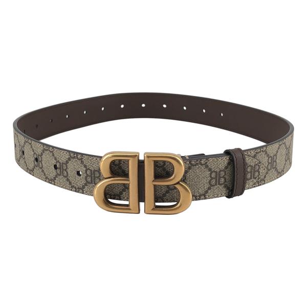 BALENCIAGA / バレンシアガ ×GUCCI / ザ ハッカープロジェクト BBロゴ レザー ベルト