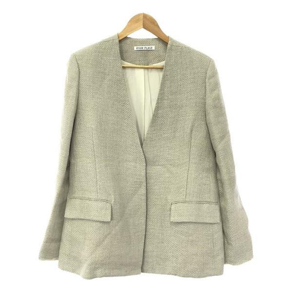 【美品】プラージュ　R'iam-Plage ベージュ ノーカラージャケット　式典 plage 【美品】 Plage / プラージュ | 2023SS 【R'IAM】FABRICA