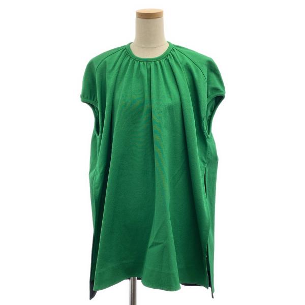 【美品】  JIL SANDER / ジルサンダー | ギャザー ボリューム サイドスリット プルオーバー | 34 | グリーン | レディース JIL SANDER（ジルサンダー） ギャザー ボリューム サイドスリット プル