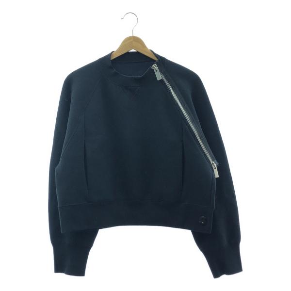 sacai / サカイ | 2023AW | S Sponge Pullover ジップデザイン スポンジ スウェット | 3 | ブラック | レディース sacai（サカイ） | 2023AW | S Sponge Pullover ジップデザイン