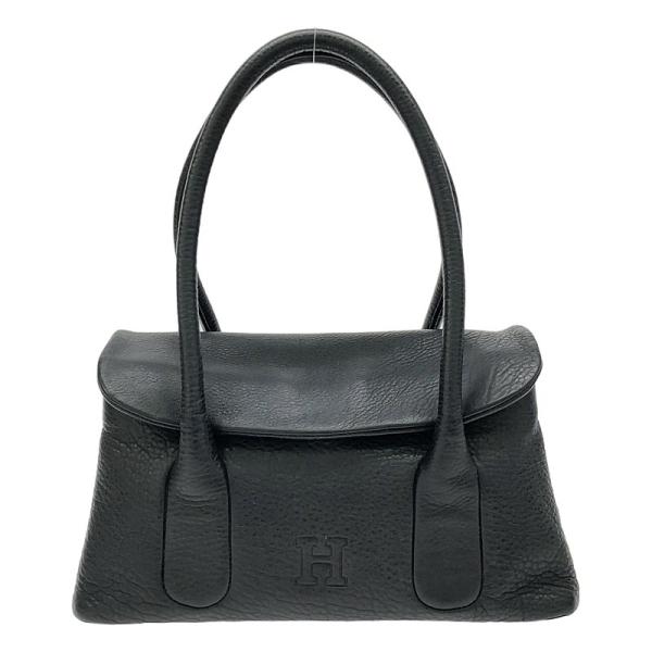 美品 HIROFU ヒロフ シボ革 レザー ハンドバッグ バケツ型 黒 Hロゴ 美品】 HIROFU / ヒロフ | Hロゴ レザーフラップ ハンドバッグ