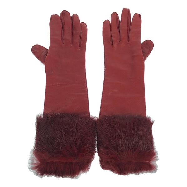 CAUSSE / コース | ファー付き レザーグローブ 手袋 レッド : KLD