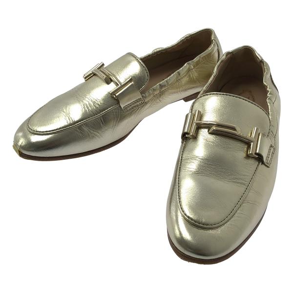 TOD'S / トッズ | ダブルT フラット モカシン シューズ 36 ゴールド