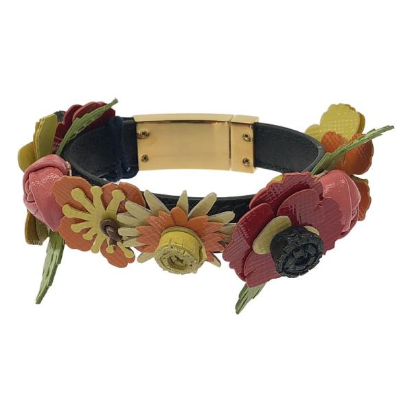 PRADA（プラダ） 【美品】 | フラワー装飾 ロゴ レザー ブレスレット 