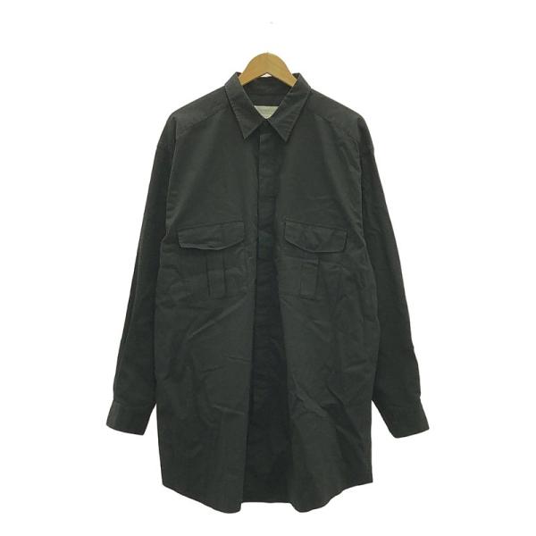 UNION LAUNCH / ユニオンランチ | コットン フライフロント オーバー ロングシャツ | F | ブラック | レディース UNION LAUNCH / ユニオンランチ | コットン フライフロント