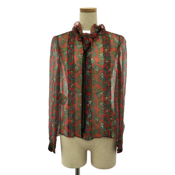 miu 【美品】 / ミュウミュウ | 総柄 フリルカラー ピンタック シアー  