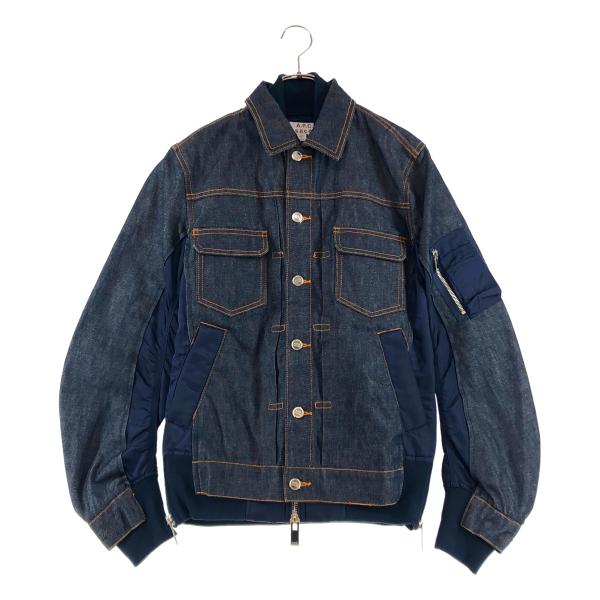 美品　sacai サカイ サイドジップ ボア付き デニムジャケット gジャン　M sacai（サカイ） ×A.P.C. / 'EIMI DENIM JACKET'MA-1ドッキング デニム