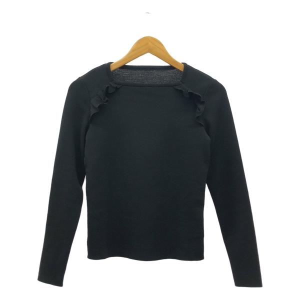 FOXEY NY 42 ブラック 後フリル ニットトップス FOXEY（フォクシー） | フリージア フリル ウールニット トップス | 38